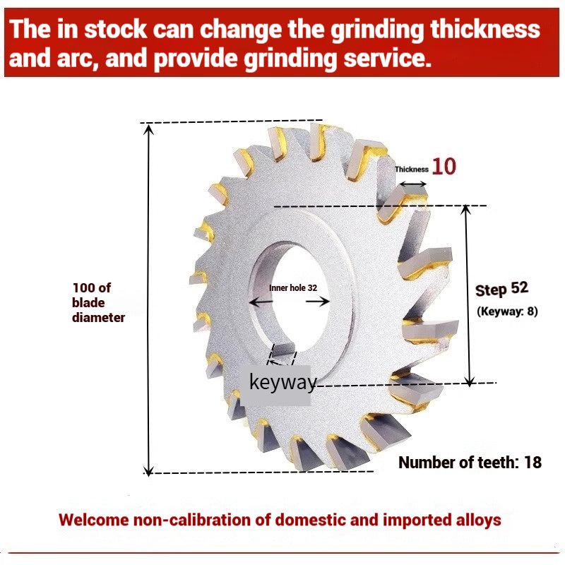 1057-Alloy three-face milling cutter can be customized tungsten steel 63 80 100 125 YW2 steel parts milling slot welding disk cutter Shandong Denso Pricision Tools Co.,Ltd.